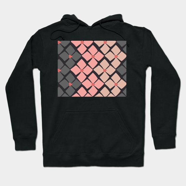 Blush Pink and Steel Grey Floral Zig Zag Hoodie by FrancesPoff